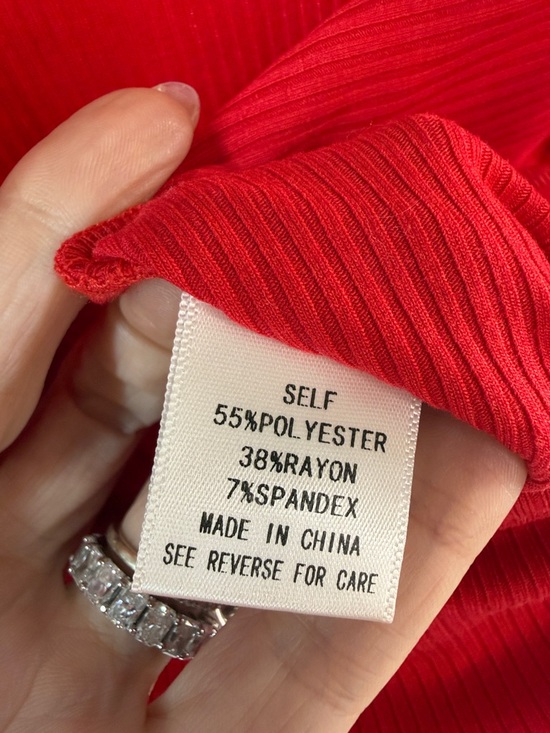 KAILEIGH Raina Ruffle Straps Knit Bodysuit Top - Small - Red - Picture 10 of 14